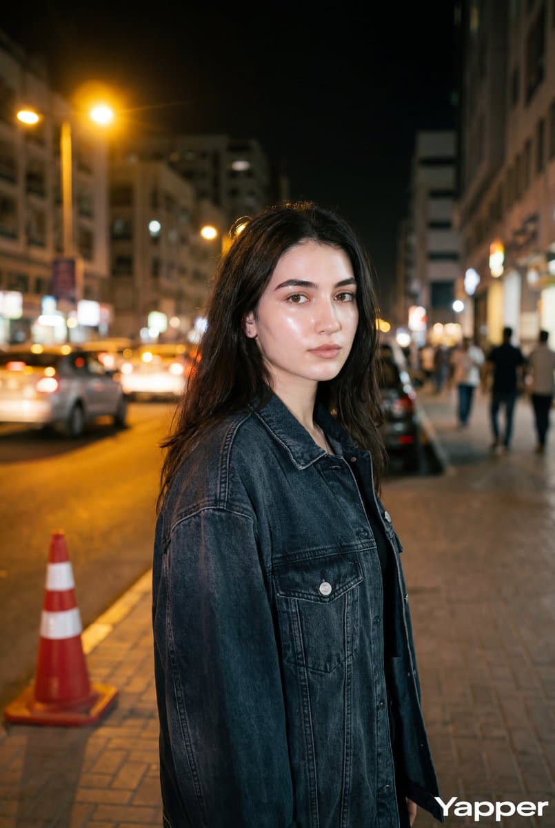 Night Street Portrait with Flash
