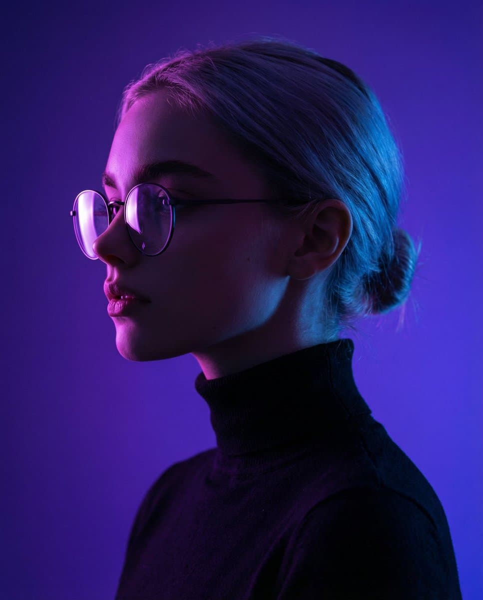 Cinematic Neon Portrait of a Man in Turtleneck
