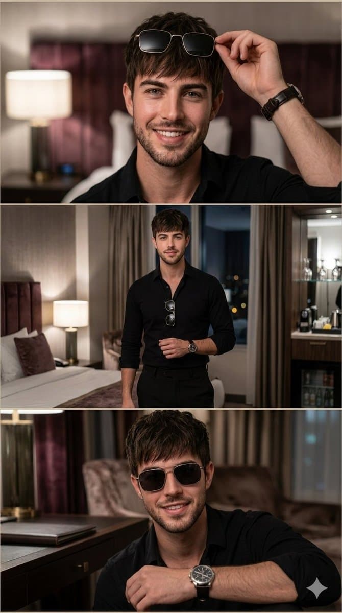 Cinematic Multi-Frame Lifestyle Portrait in Hotel