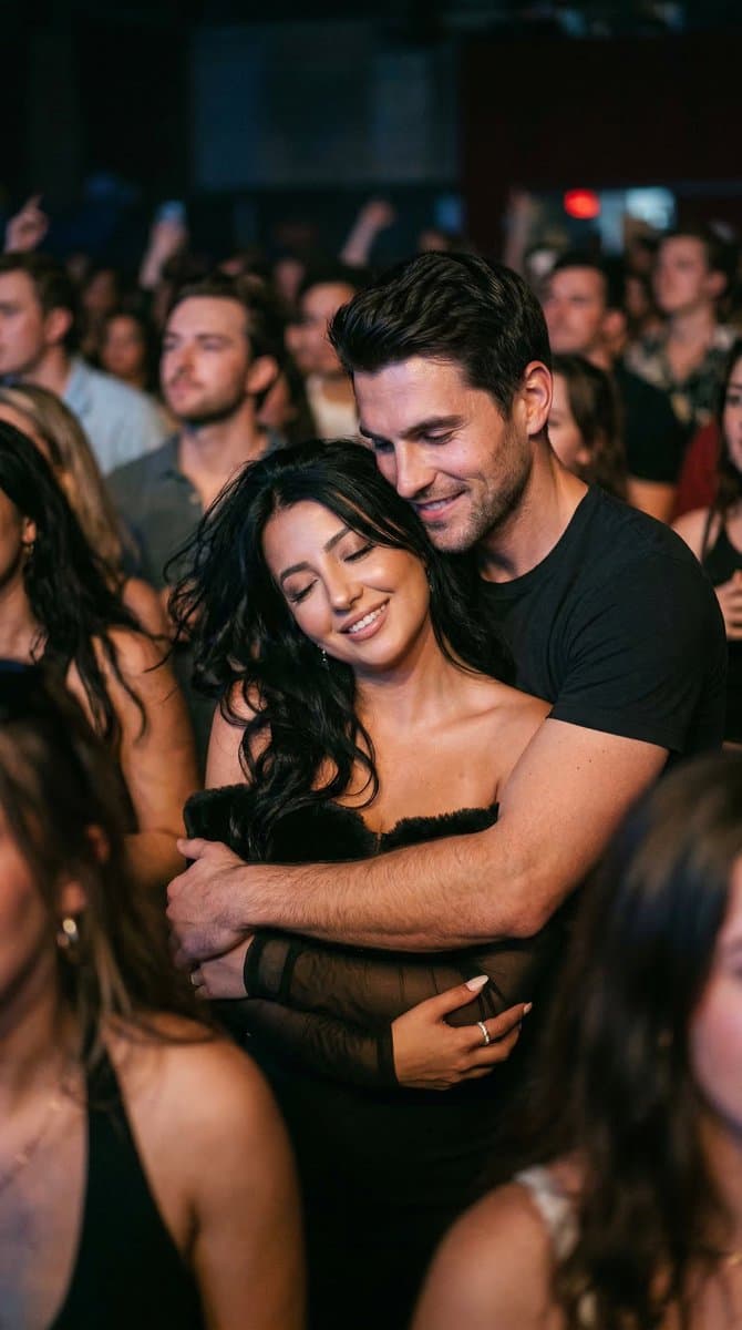 Concert Couple Embrace - Realistic Candid Moment