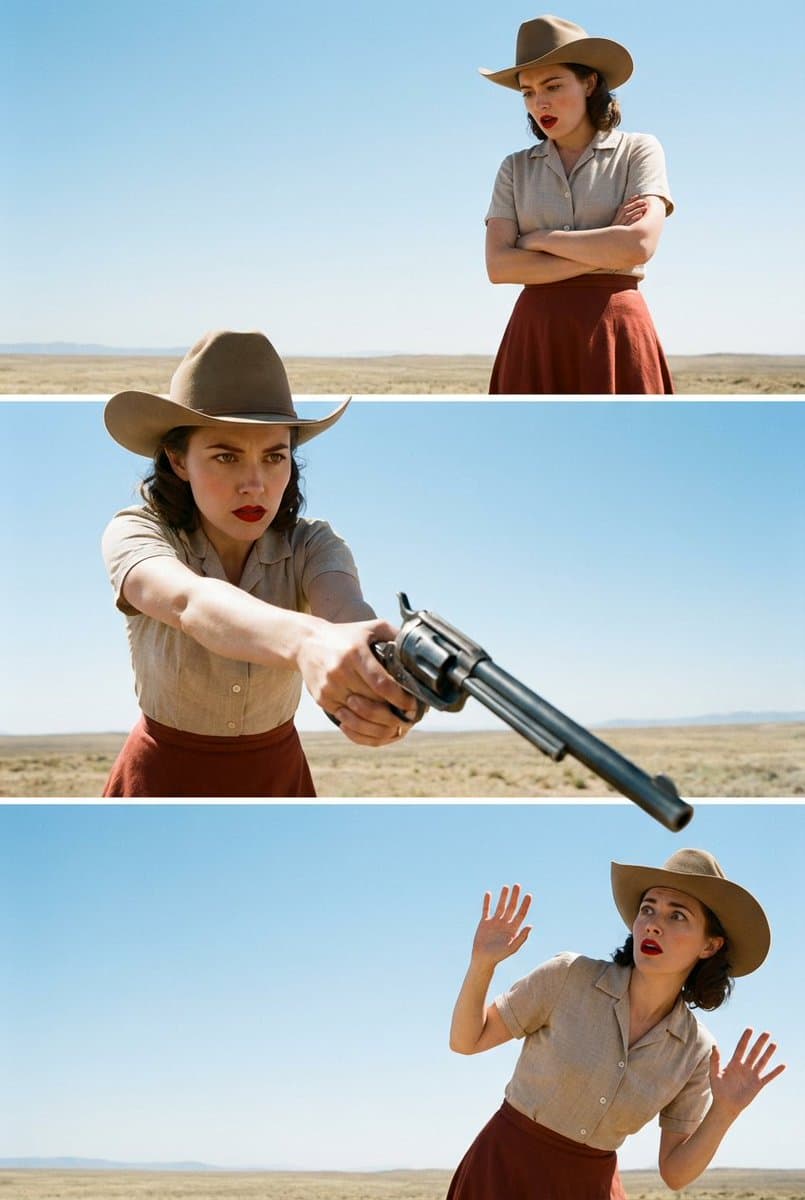 Cinematic Triptych: Woman's Confrontation