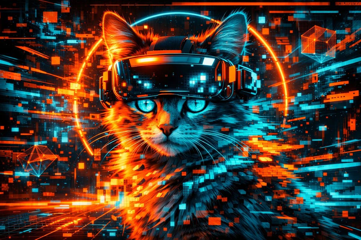 Surreal Glitch Cat in VR