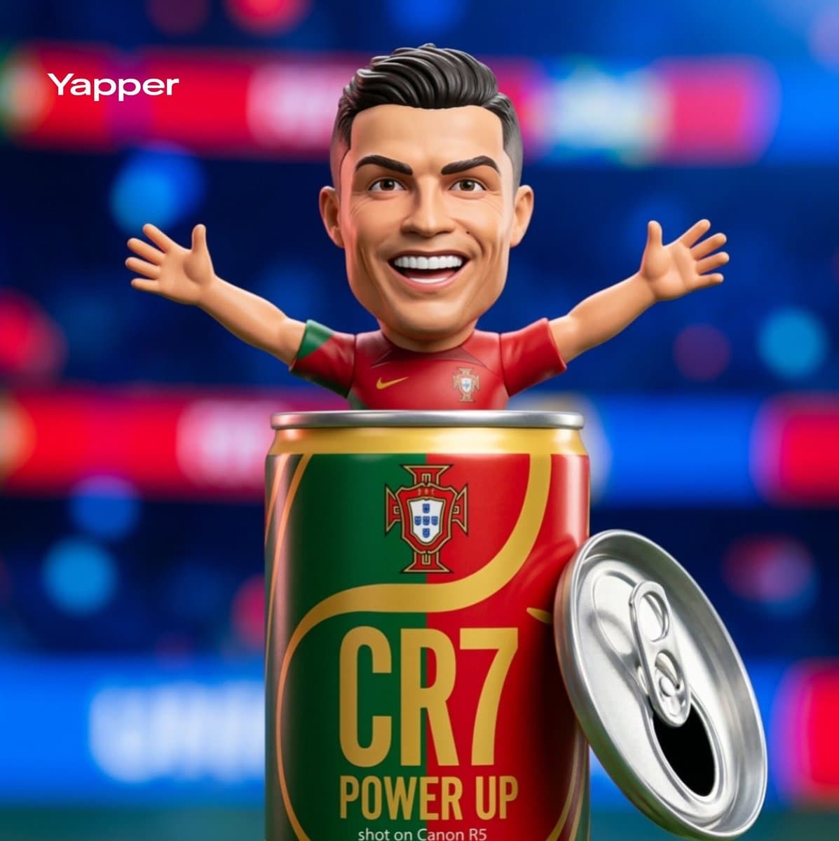 Football Figurine Popping from Energy Drink Can