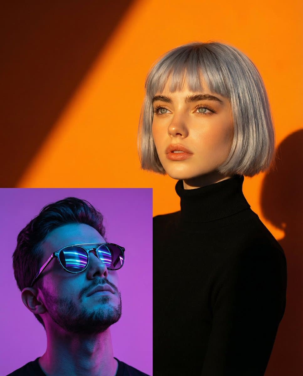 Dramatic Neon Portrait with Sunglasses