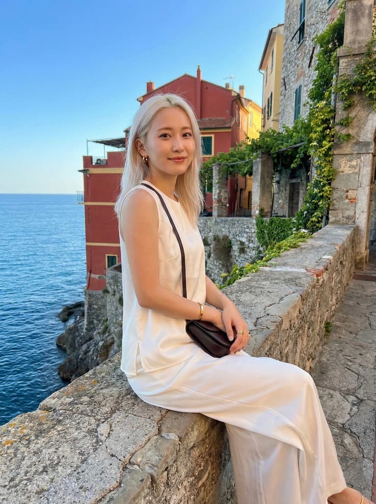 Woman on Coastal Cliffside, Quiet Luxury Aesthetic