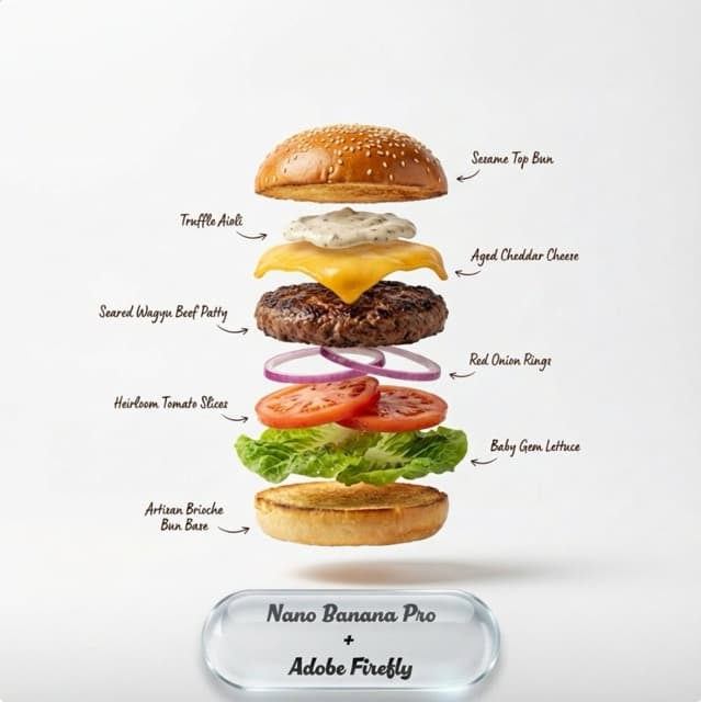 Deconstructed Food Ad with Floating Ingredients