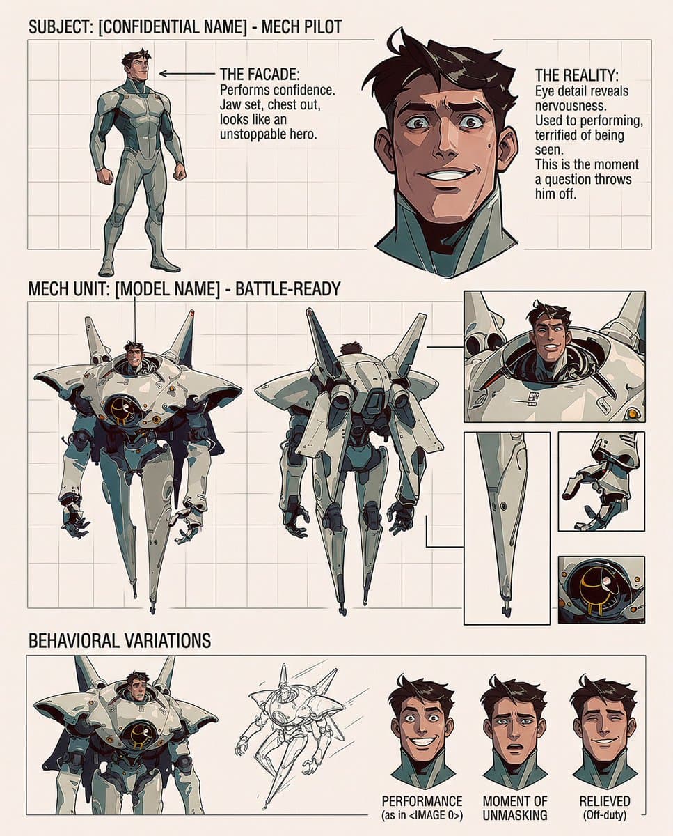 Cartoon Character Design Sheet: Confident Man