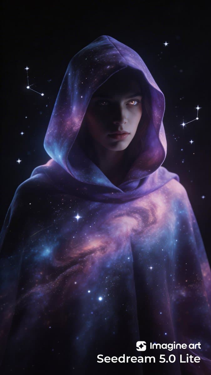 Mysterious Woman in Cosmic Cloak