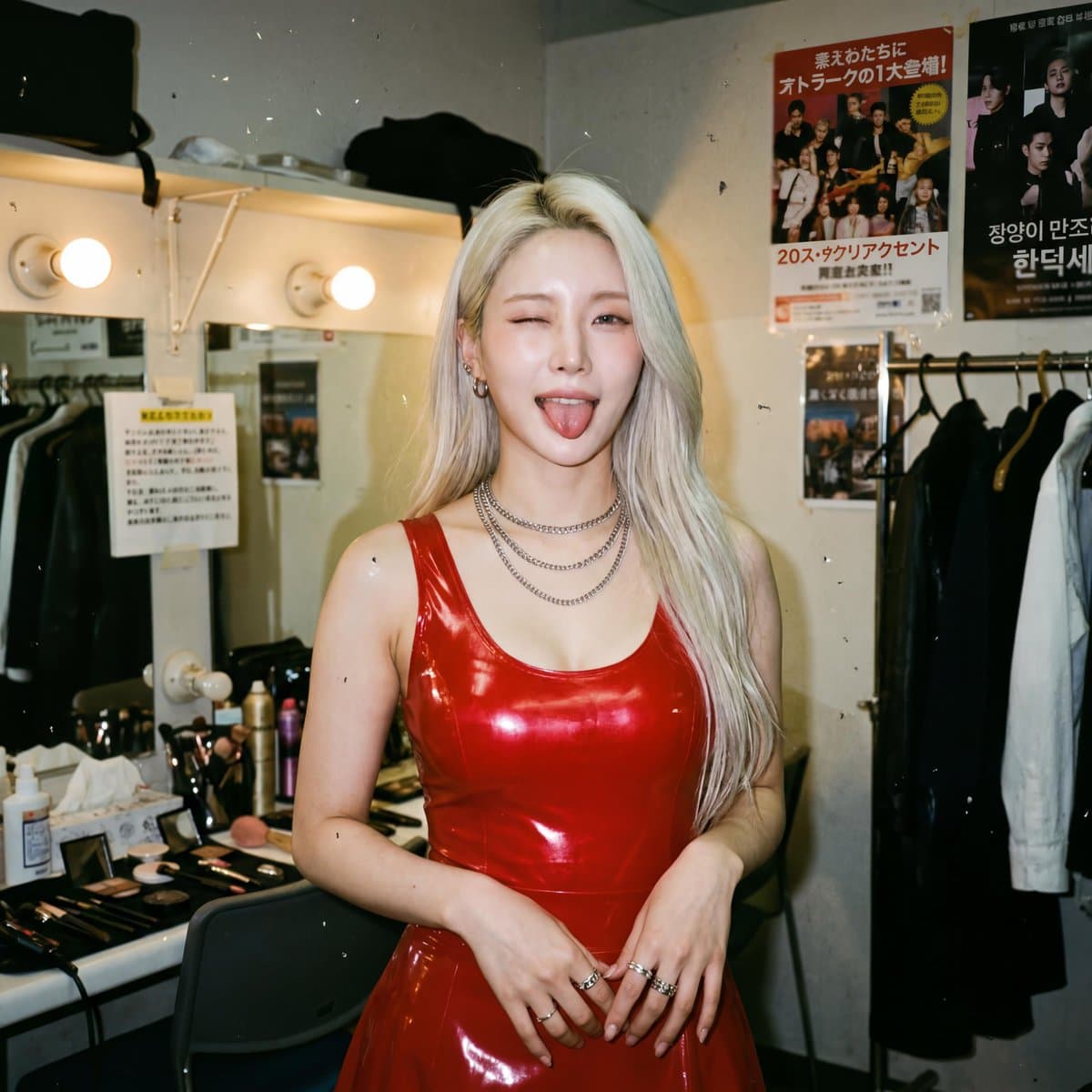 Japanese Analog Film Photo of Woman Backstage