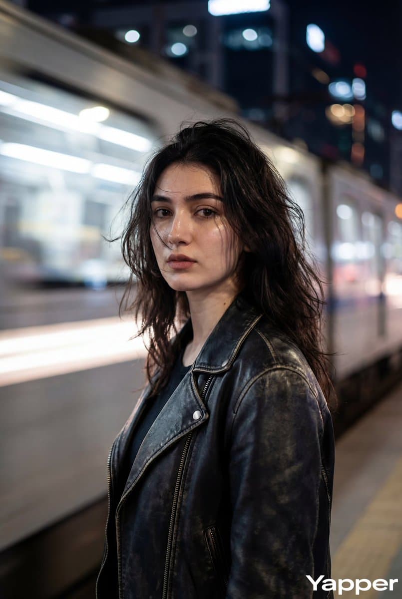 Cinematic Portrait with Train Lights