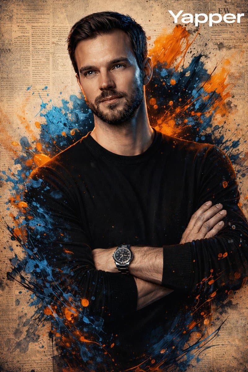 Illustrated Poster Portrait with Paint Splashes