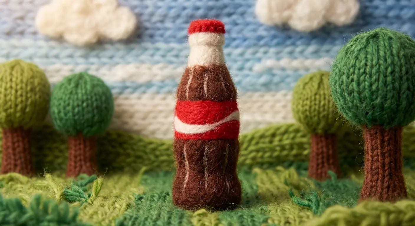 Wool-Made Cola Bottle Diorama