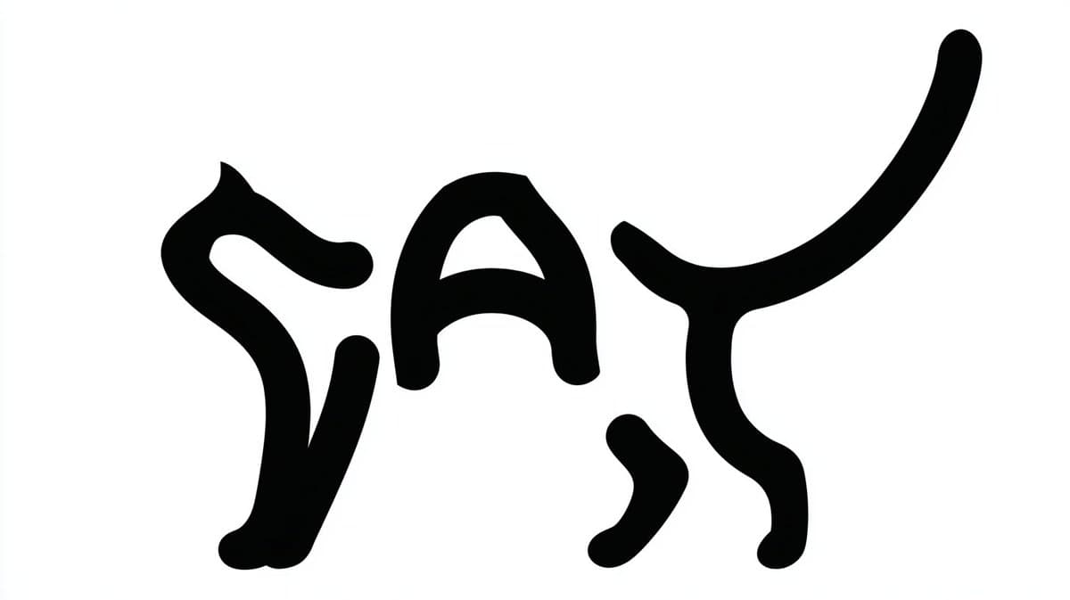 Monochrome Typographic Cat Illustration