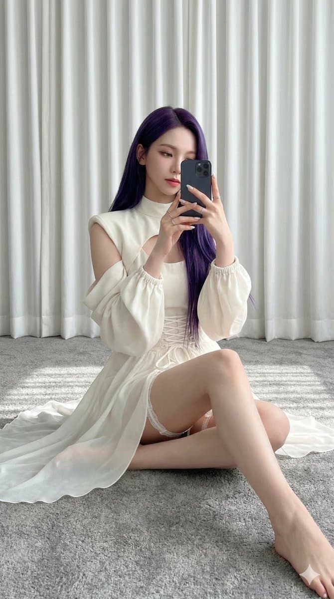 Karina from aespa in Elegant Ivory Ensemble
