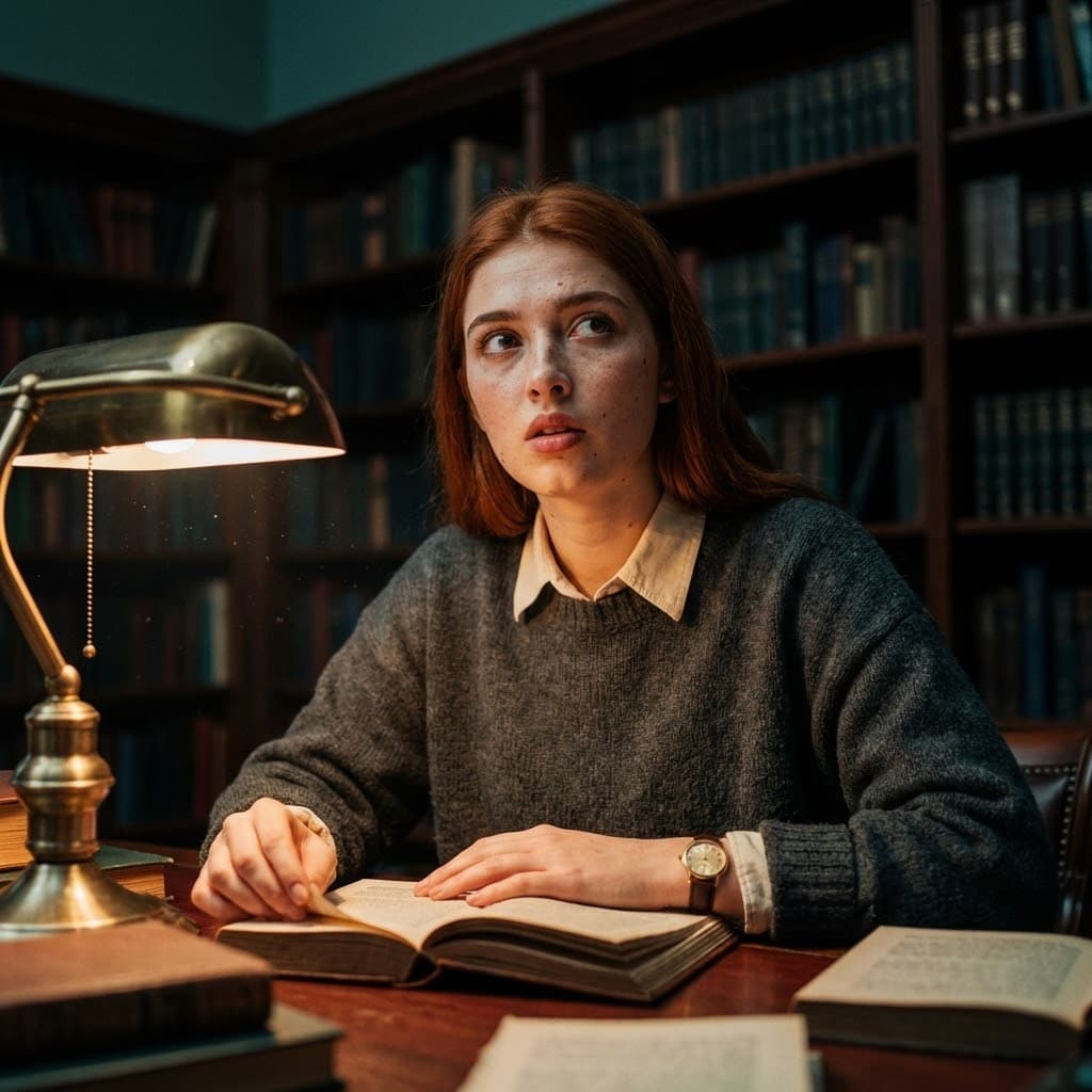 Cinematic Film Still: The Velvet Archivist