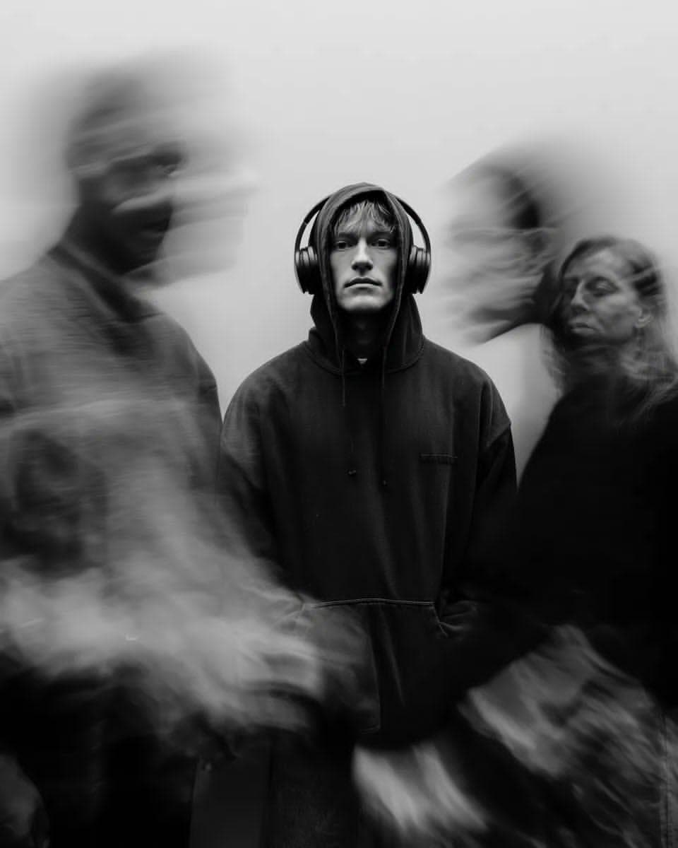 Cinematic Black and White Portrait with Motion Blur
