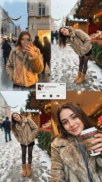 Winter Poster-Style Multi-Panel Collage with iPhone