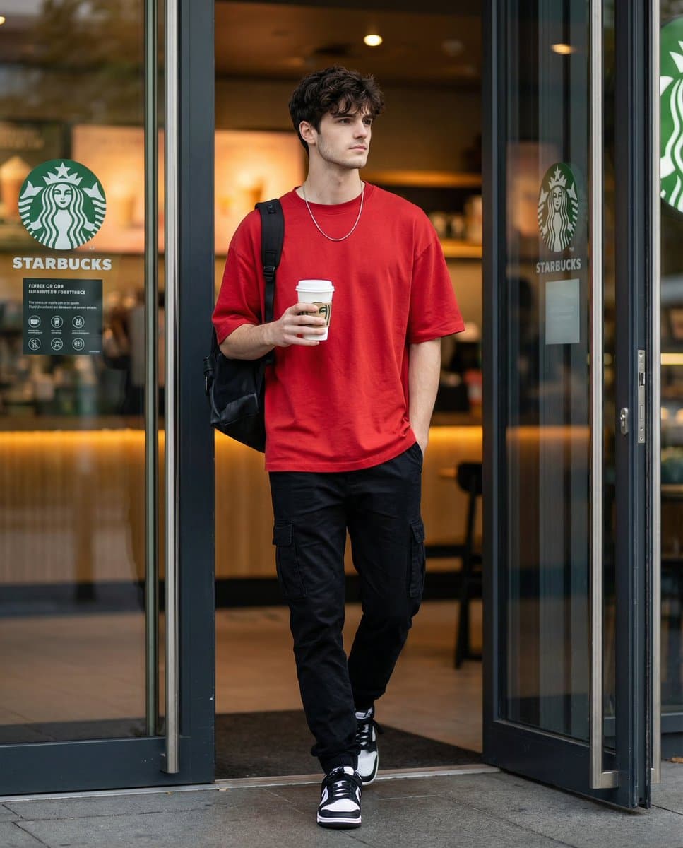 Urban Cafe Walk: Full-Body Portrait with Coffee