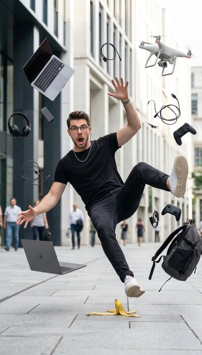 Cinematic Street Photography: Man Slips on Banana Peel