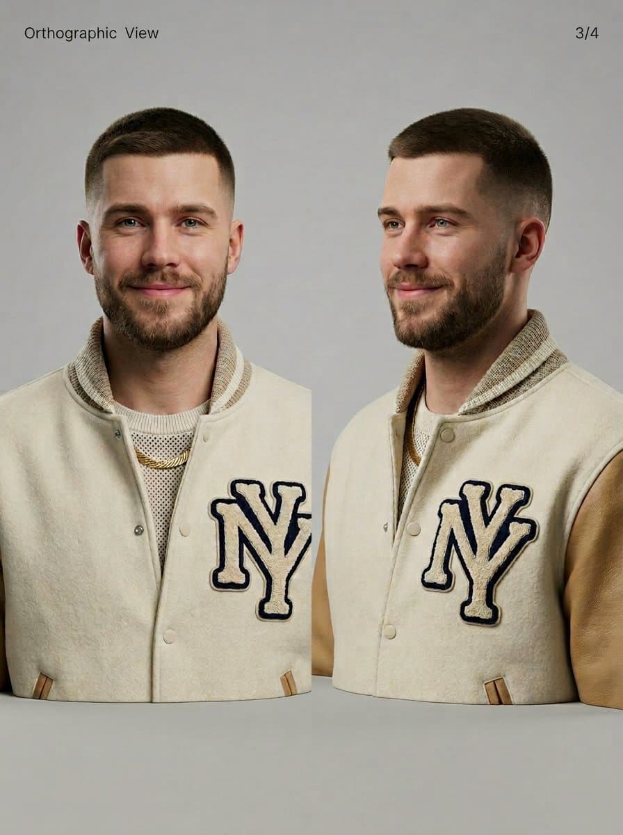 3D Character Sheet: Male with Varsity Jacket and Gold Chain