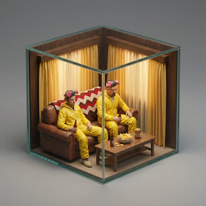 Hyper-realistic Isometric Movie Scene Diorama