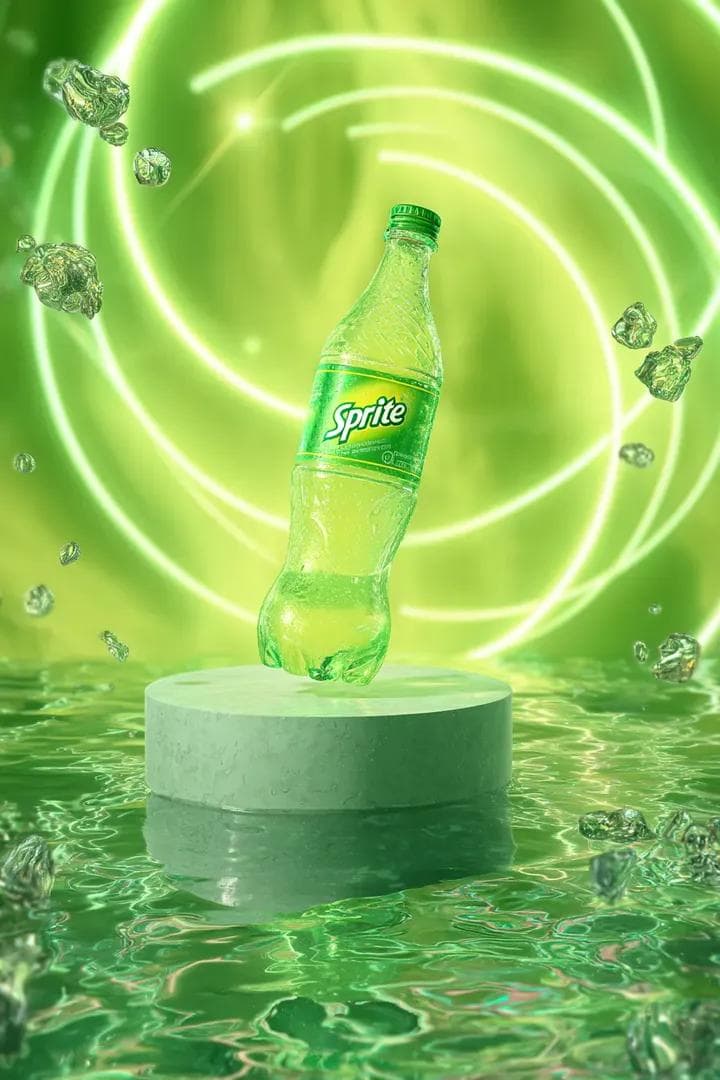 Sprite Bottle with Neon Cosmic Petals