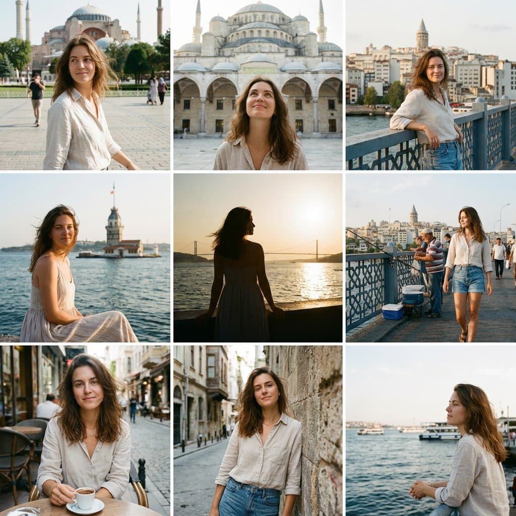 Sensual Woman Traveling in Istanbul Instagram Grid