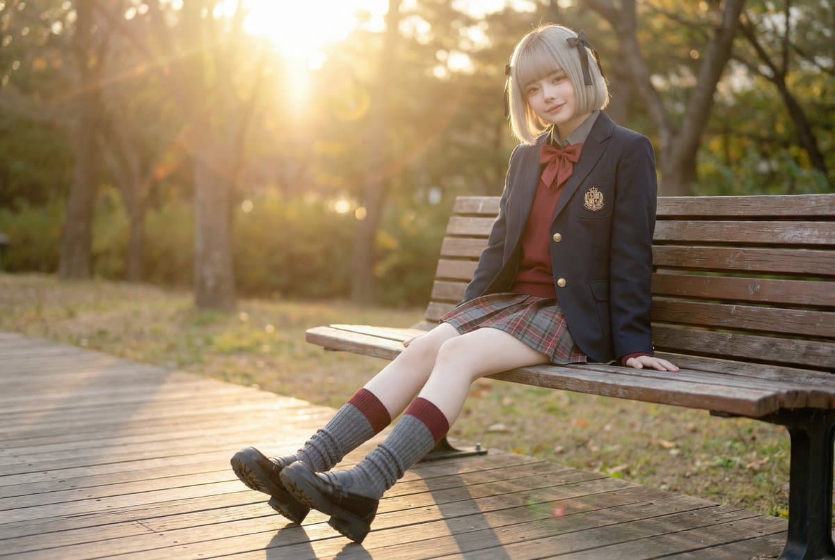 High School Girl Seaside Promenade Cinematic Video