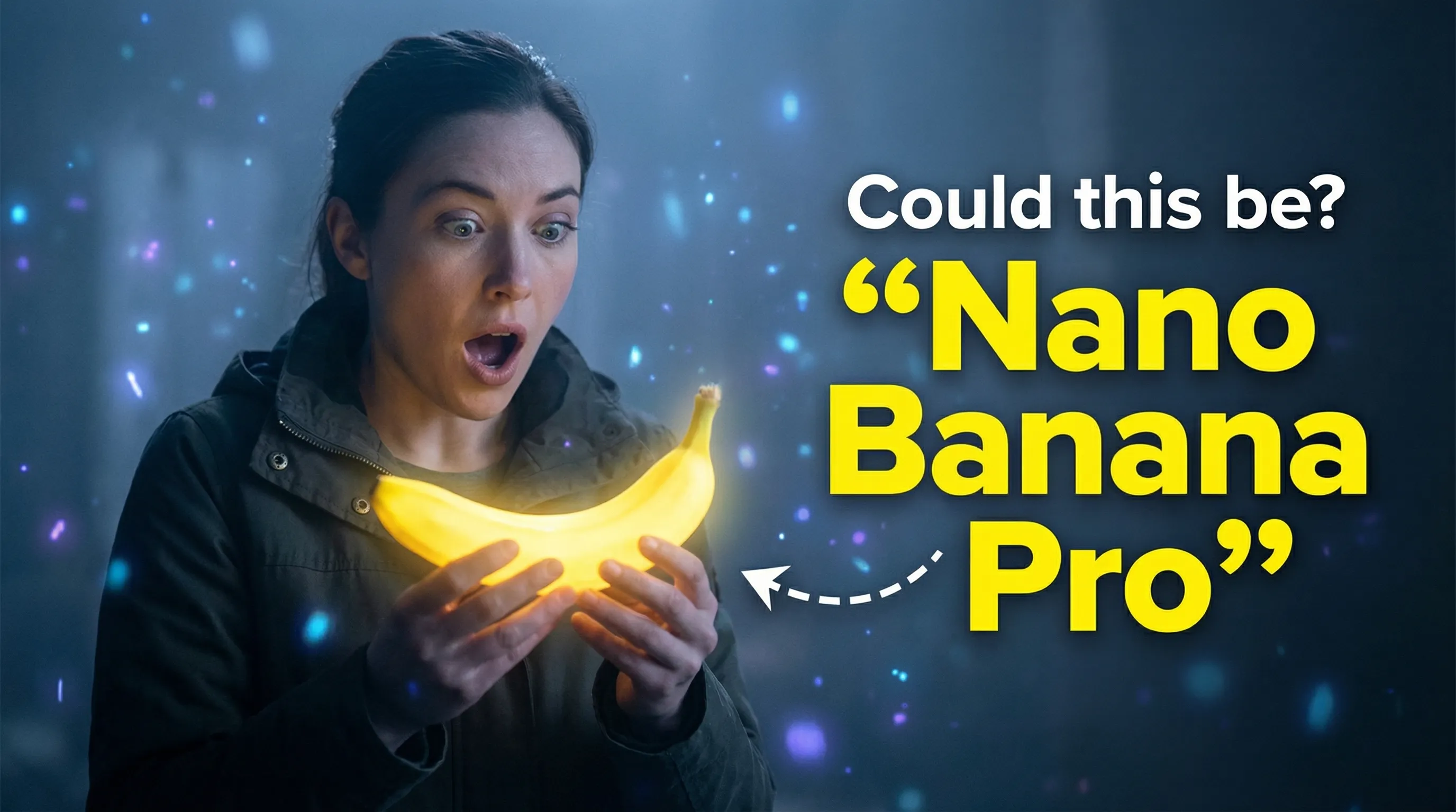 Surprised Woman with Glowing Banana YouTube Thumbnail