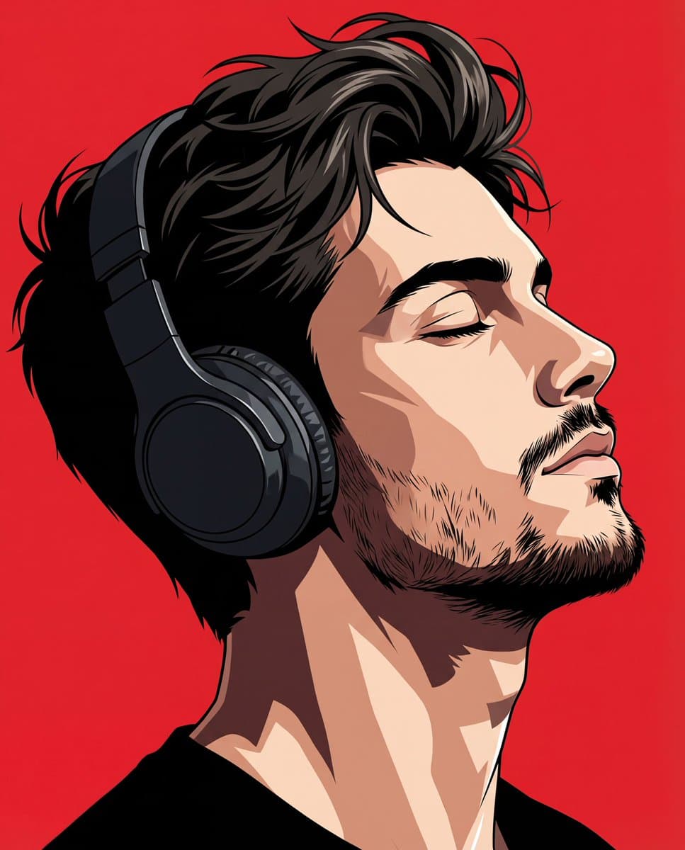 Anime Vector Portrait with Headphones