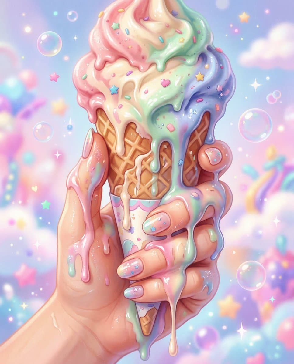 Kawaii Melting Ice Cream Cone
