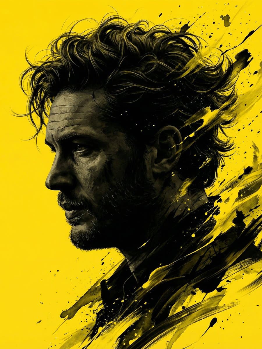 Dramatic Stylized Portrait with Yellow Background
