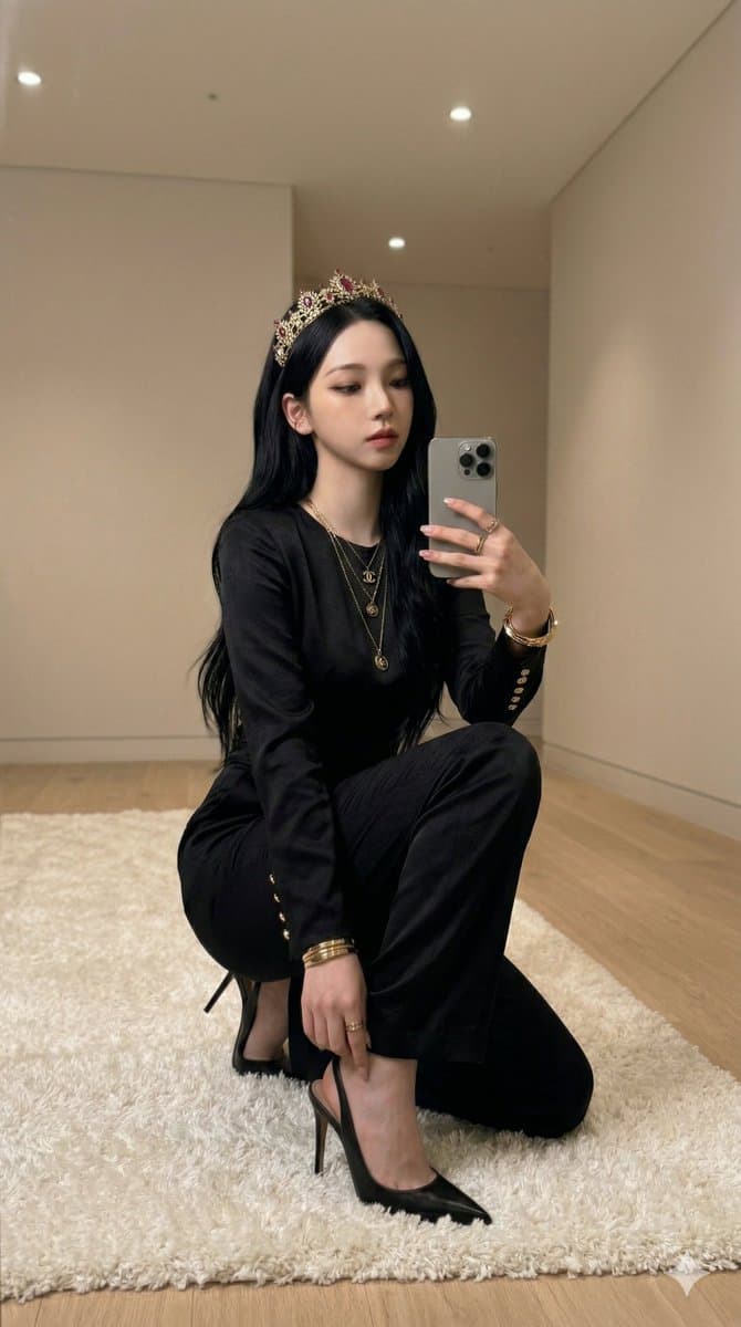 High-Fashion Editorial Portrait with Mirror Reflection