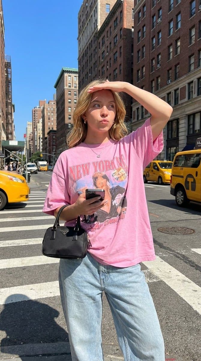 Stylish Woman on NYC Street Crosswalk