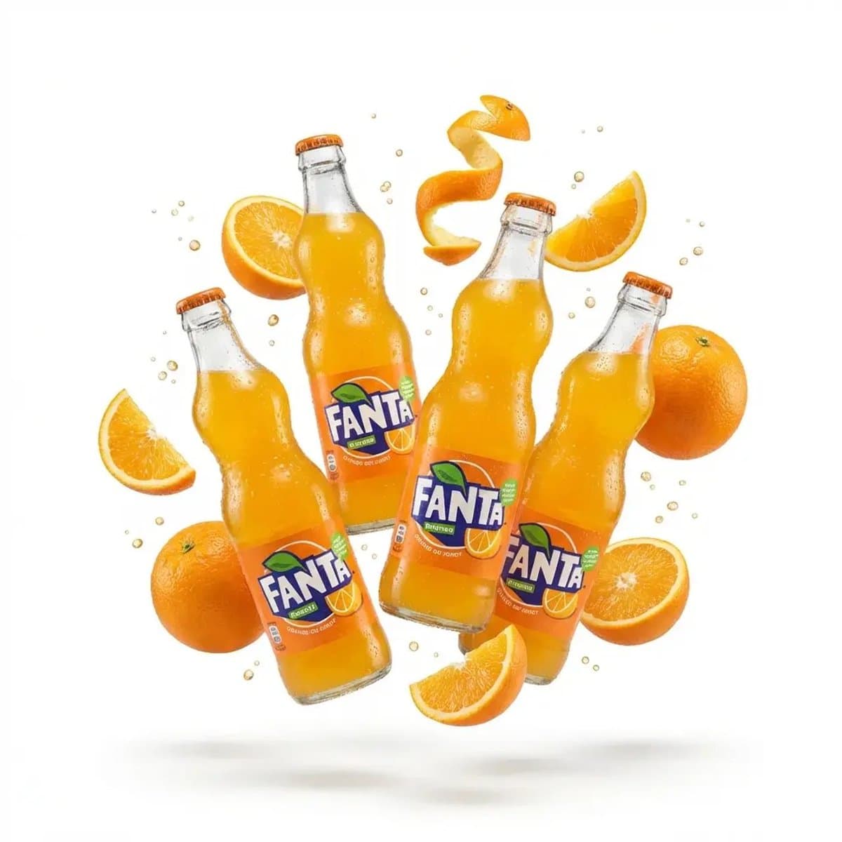 Floating Product with Fresh Ingredients on White Background