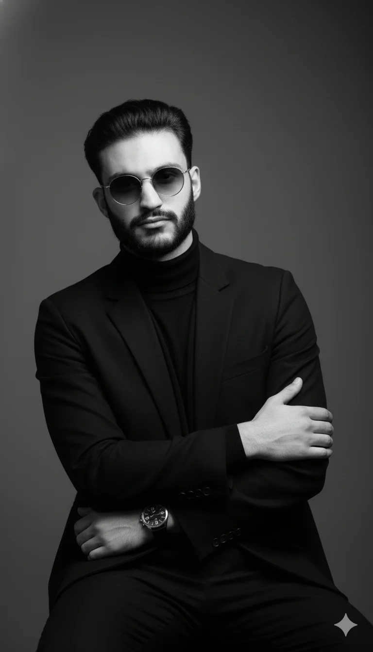 Black and White Male Studio Portrait with Sunglasses