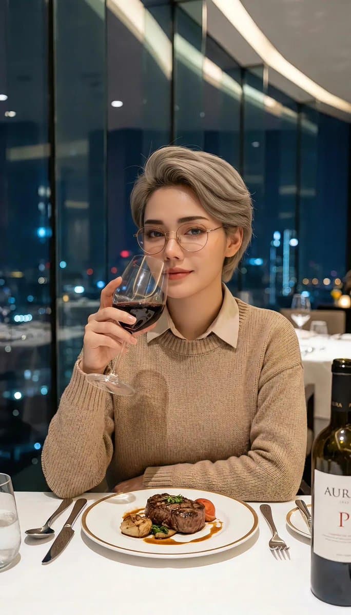 Cinematic Portrait in Fine Dining Restaurant