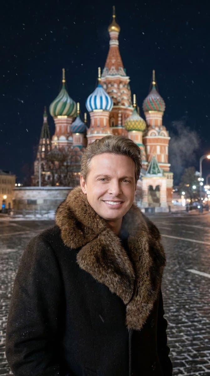 Luis Miguel as a Russian Man in Red Square