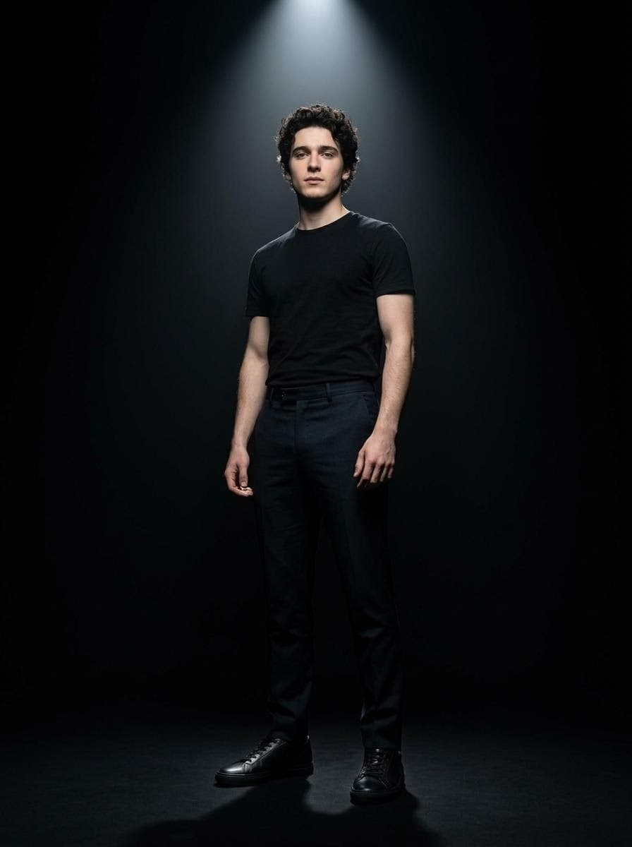 Dramatic Studio Portrait with Spotlight