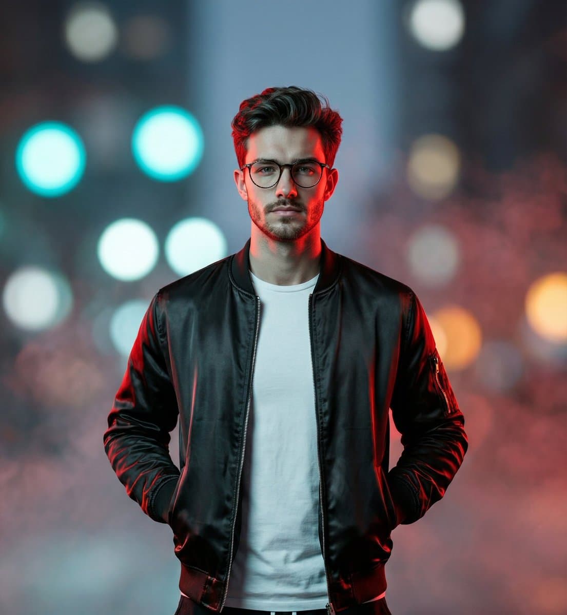 Cinematic Streetwear Portrait with Neon Lighting