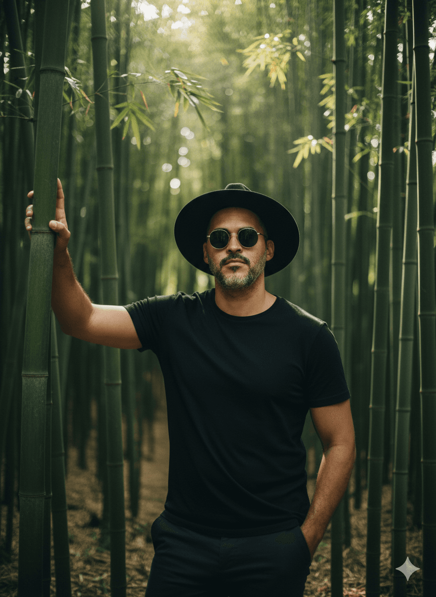 Hyperrealistic Portrait in Bamboo Forest