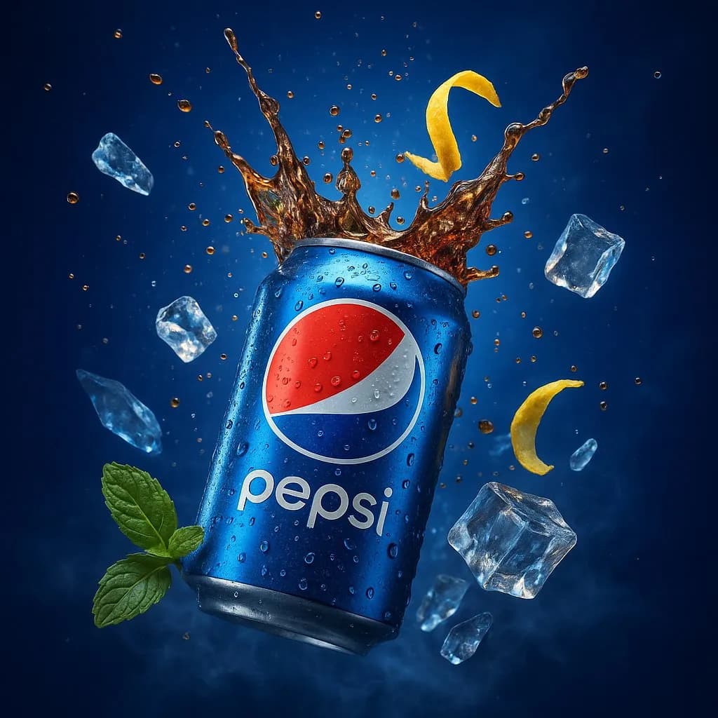 Hyper-realistic Pepsi Can Splash Advertisement
