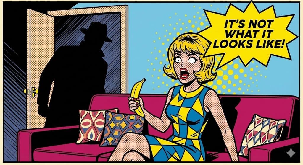 Pop Art Comic: Startled Woman with Banana