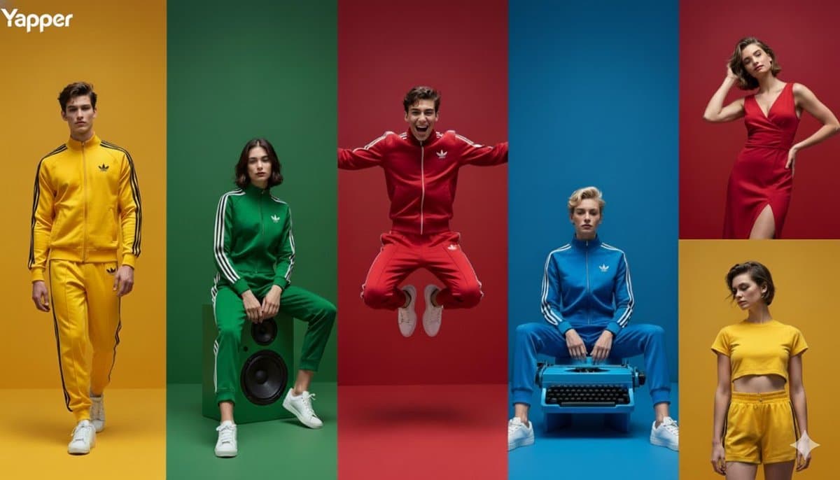 Split-Screen Fashion Editorial with Adidas-Style Tracksuits