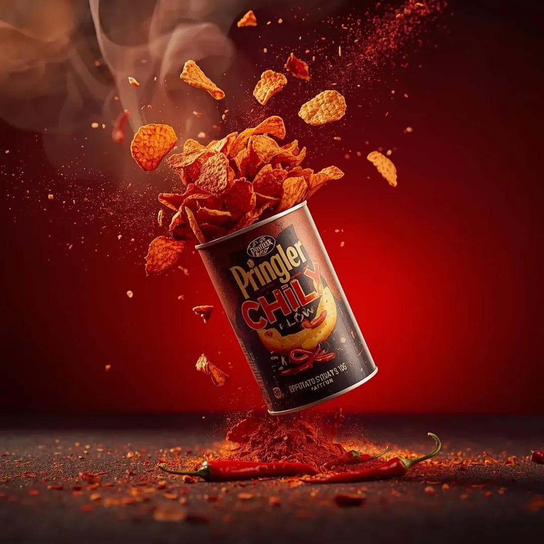 Pringler Fire Chili Flow Chips Explosion Ad