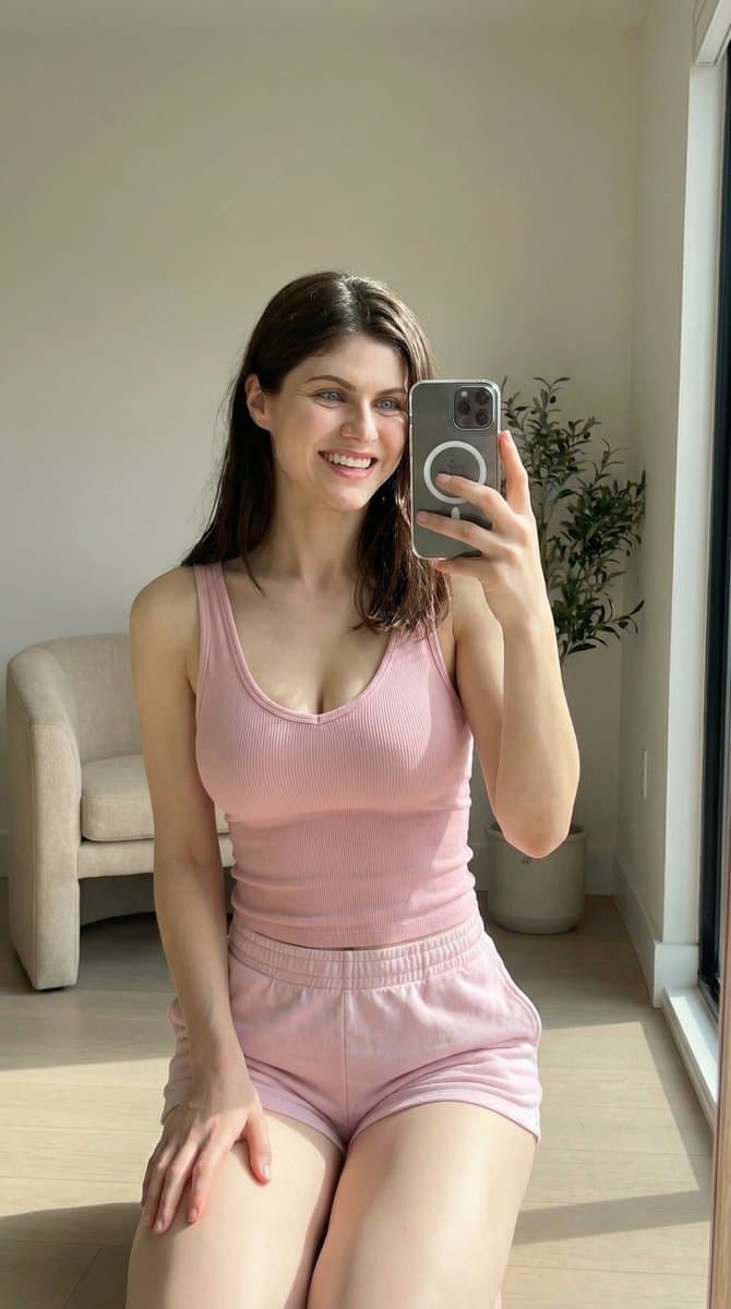 Mirror Selfie in Modern Minimal Interior