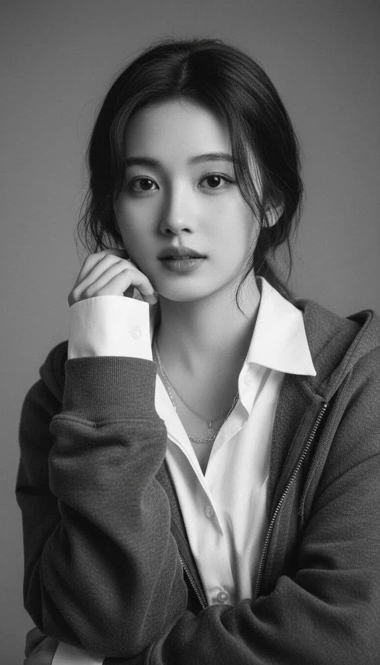 Studio Portrait with Urban Casual Style and Film Grain