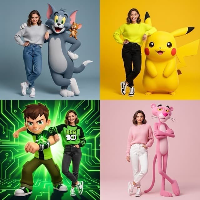 Hyper-realistic Fashion Shoot with 3D Cartoon Characters