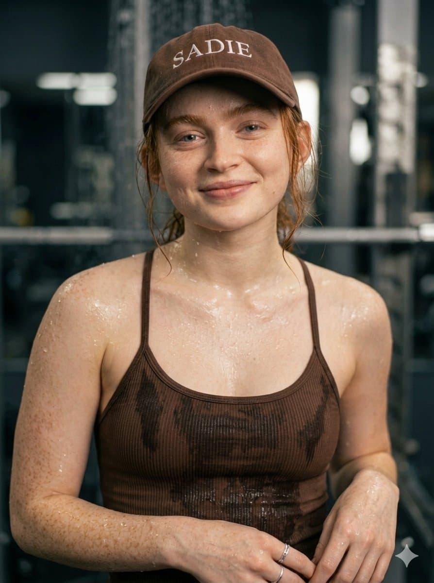 Smiling Woman in Gym, Cinematic Portrait