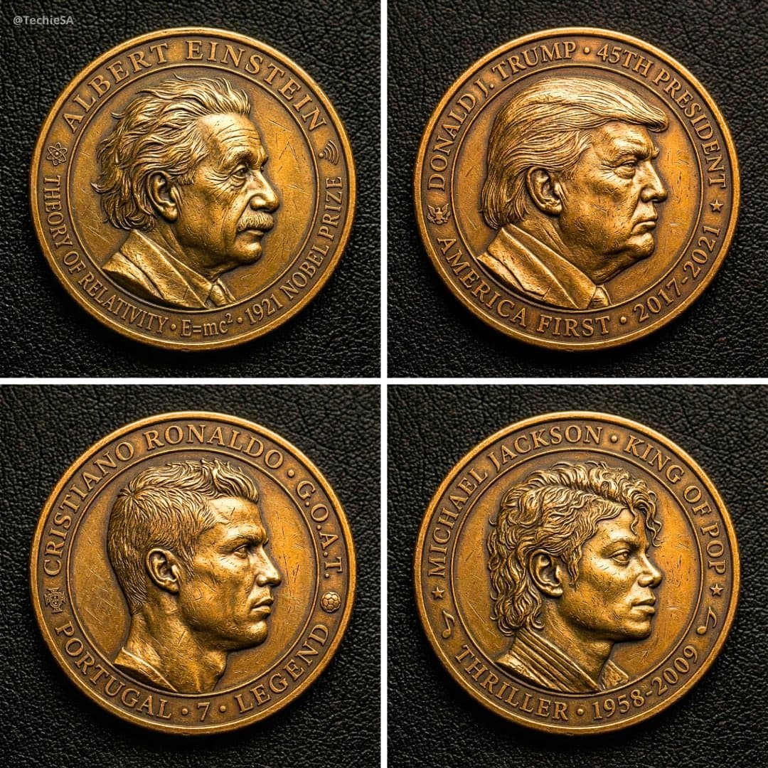 Metallic Coin with Embossed Character Profile